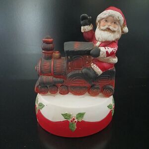 Vintage 1984 Enesco Santa Train Musical Box Ceramic Holiday Christmas Decoration
